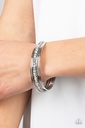 Smokey and Hematite Crystals Silver Bangle Bracelet Set - Prismatic Pizazz