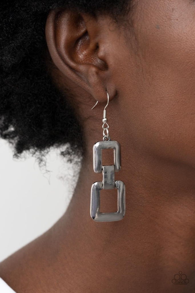 Oversized Link Industrial Earrings in Silver Dangle - Public Square
