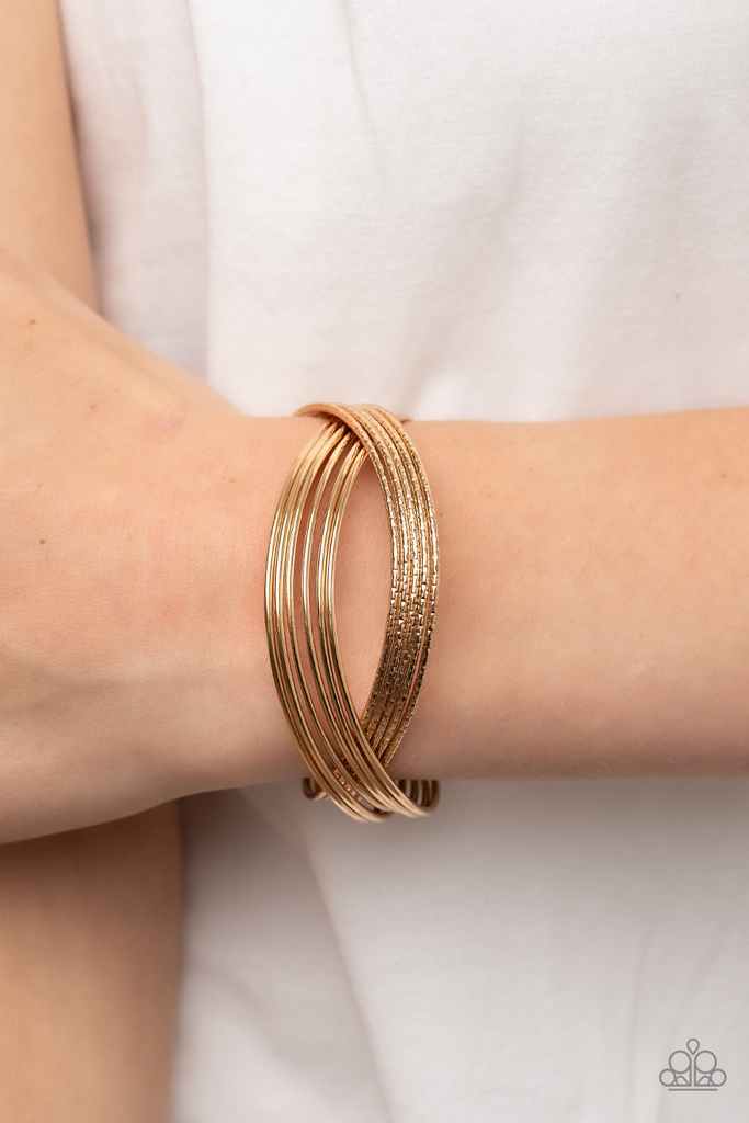 Textured Crisscross Cuff Bracelet in Gold - Industrialized Shimmer