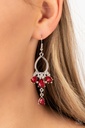 Formal Teardrop Earrings with Red Crystals in Silver Dangle - Coming in Clutch