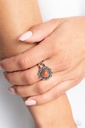 Stretch Ring with Orange Bead on Silver Adjustable Ring Band - Fruity Frou-Frou