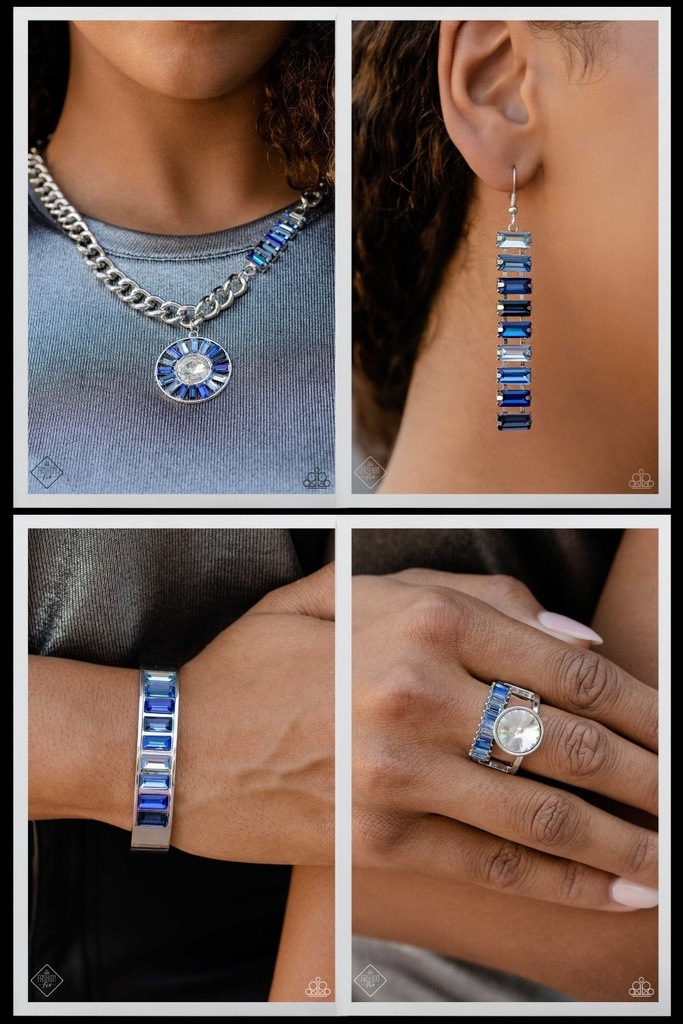 Blue Jewelry Set in Silver with Crystals - Fashion Fix - Talent Stacked