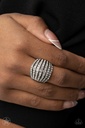 Crystal Stretch Ring in Silver Adjustable Ring Band - Blinding Brilliance