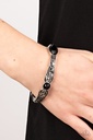 Stretch Bracelet Black Beads and Silver Bands - Veranda Variety