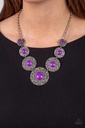 Flower Necklace Purple Beads in Silver - Garden Glade