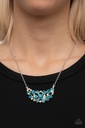 Elegant Necklace with Blue and Iridescent Crystals in Silver - Effervescently Divine