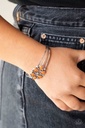 Floral Cuff Bracelet with Orange Beads - Taj Mahal Meadow