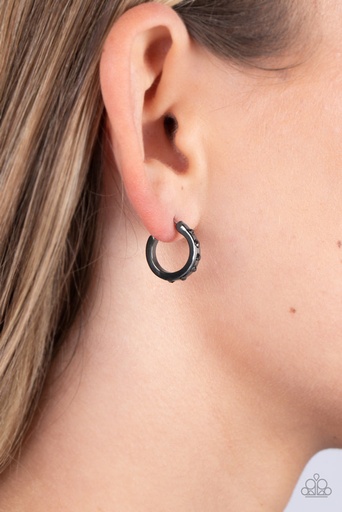 Tiny Hoop Earrings in Gunmetal with Crystals - Gallant Glitz