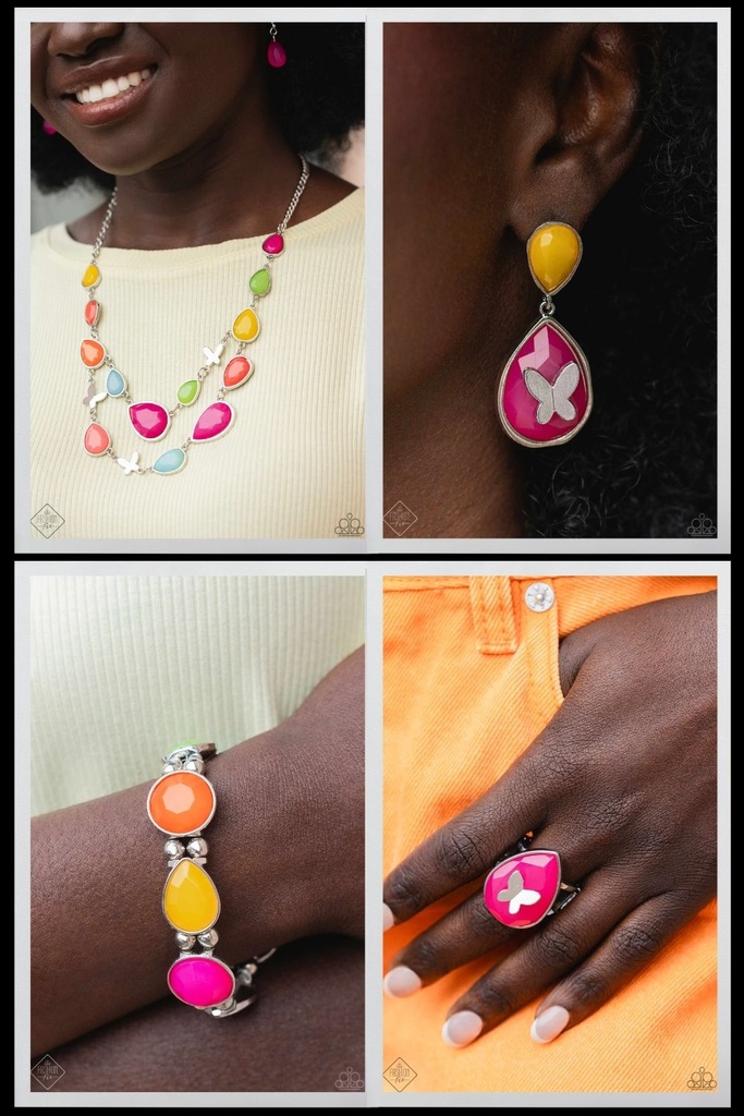 Multi Colored Fun Jewelry Set with Butterflies - Fashion Fix Glimpses of Malibu - Bright Places