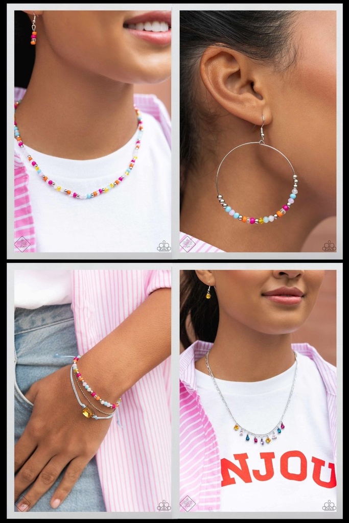 Seed Bead Jewelry Set with Colorful Crystals - Fashion Fix Sunset Sightings - Carnival Fun