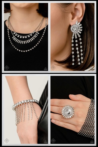 Layered Crystal Jewelry Set in Silver - Fashion Fix - Stardust Twinkle