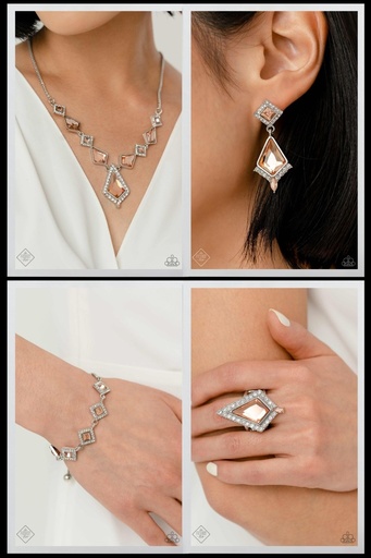 Peach Jewelry Set with Crystals in Silver - Fashion Fix - Stylish Showroom