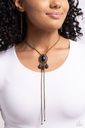 Earthy Bolo Necklace Brass with Natural Black Stone Western Style - Seize the Serenity