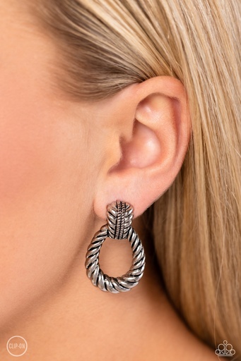 Clip On Earrings Western Rope in Silver Non-Pierced Earrings - Roping Rodeo