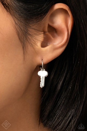 Key Hoop Earrings on Small Hoop in Silver - The Key to Everything