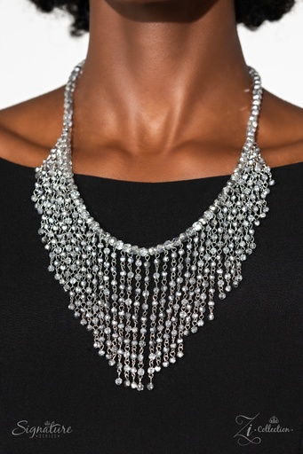 Statement Bib Necklace with Crystal Beads Fringe Jaw-Dropping Zi Necklace - The Stephanie