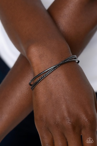 Black Minimalist Cuff Bracelet in Gunmetal - Coachella Curls