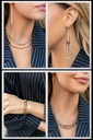Layered Herringbone Jewelry Set in Gold and White Crystals - Fashion Fix - Square Treasure