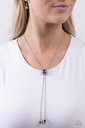 Smoky Crystal Necklace in Silver Snake Chain and Bolo Closure - I Solemnly SQUARE
