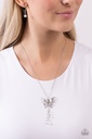 Butterfly Necklace 3D with Iridescent Beads on Dainty Silver Chain - Enchanted Wings