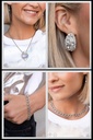 Chain Jewelry Set with White Crystals and Opalescent Gem - Fashion Fix - Fiercely Independent