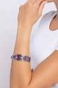 Natural Stone Wester Bracelet Cuff Purple Stone and Textured Silver with Floral Design - Stony Surprise