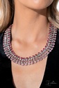 Layered Pink Crystal Elegant Statement Zi Necklace - Flirtatious
