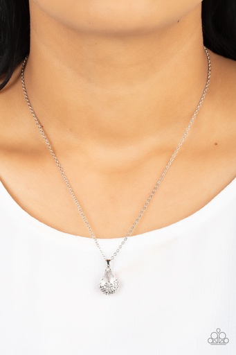 [011] Crystal Pendant Necklace in Silver Daisy Cage - Flower Patch Fabulous