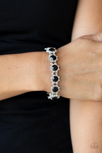 [020] Stretch Bracelet with Crystals in Black and White - Prismatic Palace