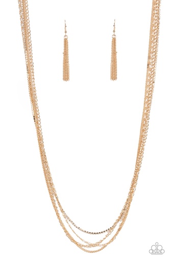 [042] Layered Necklace with Gold Chains and Delicate Crystals - Undauntingly Urban