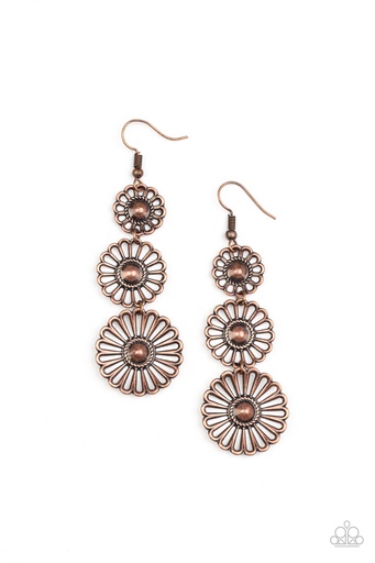[099] Daisy Dangle Earrings in Copper - Gazebo Garden