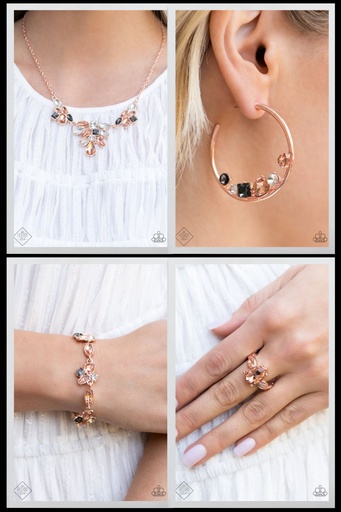 [111] Rose Gold Jewelry Set with Crystals - Fashion Fix - Captivated