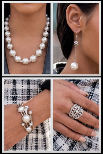 [112] Chunky Pearl Jewelry Set with Crystals - Fashion Fix - Nautical