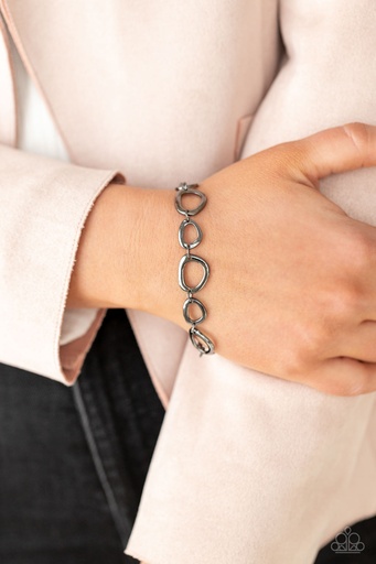 [140] Black Bracelet in Gunmetal Ring Chain - All That Mod