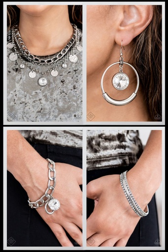 [226] Thick Chain Layered Coins in Silver Jewelry Set - Fashion Fix - Industrial Roar Set