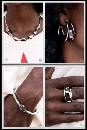 [256] Jewelry Set Silver and Hematite - Magnificent Musings - Fashion Fix -  Raw Sculpture