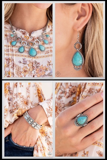 [257] Turquoise Jewelry Set Silver Teardrop  - Fashion Fix - River Treasure
