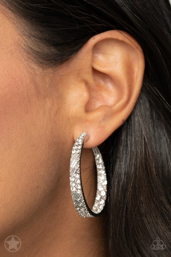 [362] Silver Hoop Earrings with Crystals - GLITZY By Association