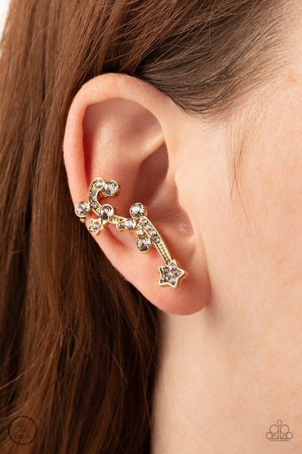[384] Ear Climber Earrings Gold Star and Crystals  - Astral Anthem
