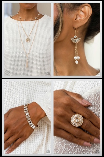 [414-FFA] Layered Pearls Jewelry Set Crystals - Gold - Fashion Fix - London Haute