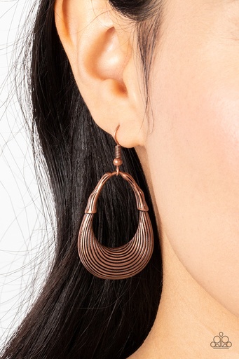 [425] Dangle Earrings Textured Copper - Terra Timber