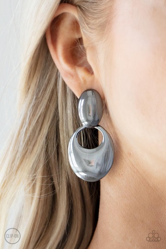 [441] Black Clip-On Earrings Gunmetal Jewelry - Urban Artistry