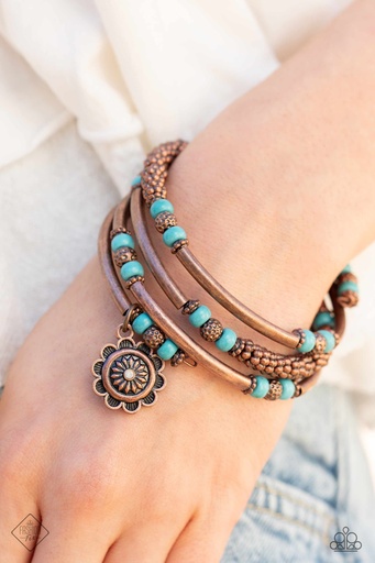 [422-B] Turquoise Coil Bracelet - Copper - Badlands Bunch