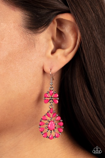 [463] Hot Pink Earrings Dangle - Posh Palooza