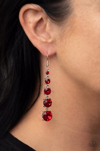 [465] Long Red Earrings Dangle - Red Carpet Charmer
