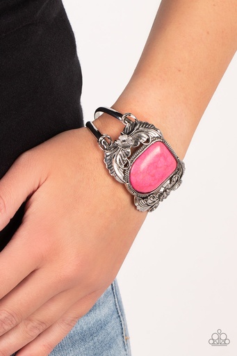 [215-B] Pink Stone Bracelet Cuff - Dune Garden