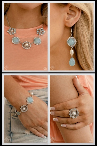 [477] Blue Bead and Baroque Pearl Jewelry Set with Crystals - Fashion Fix - European Crown