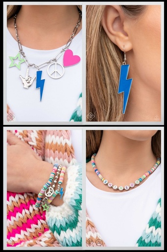 [480] Peace and Love Charms Groovy Jewelry Set - Fashion Fix - Psychedelic Hippie