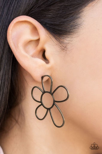 [515-E] Brass Flower Post Earrings - Rustic Rarity