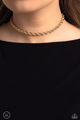 [427-N-CH] Gold Rope Chain Choker Necklace - Never Lose ROPE